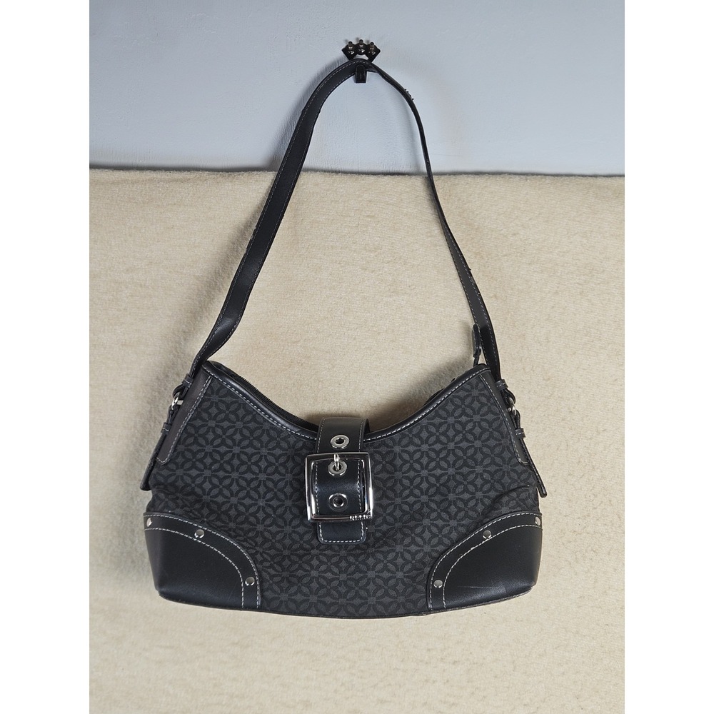 Y2K Relic RL4370 Shoulder Bag Black Logo Print Buckle Studded Purse Vintage